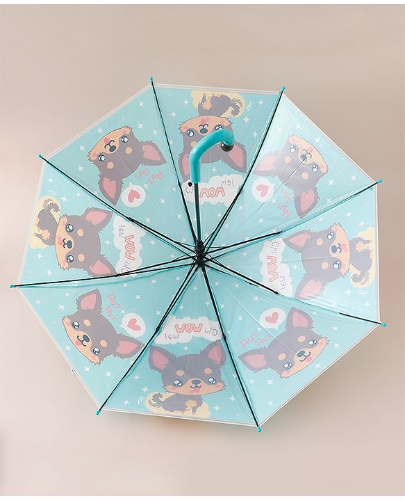 Babyhug Free Size Umbrella with Puppy Print -  Green
