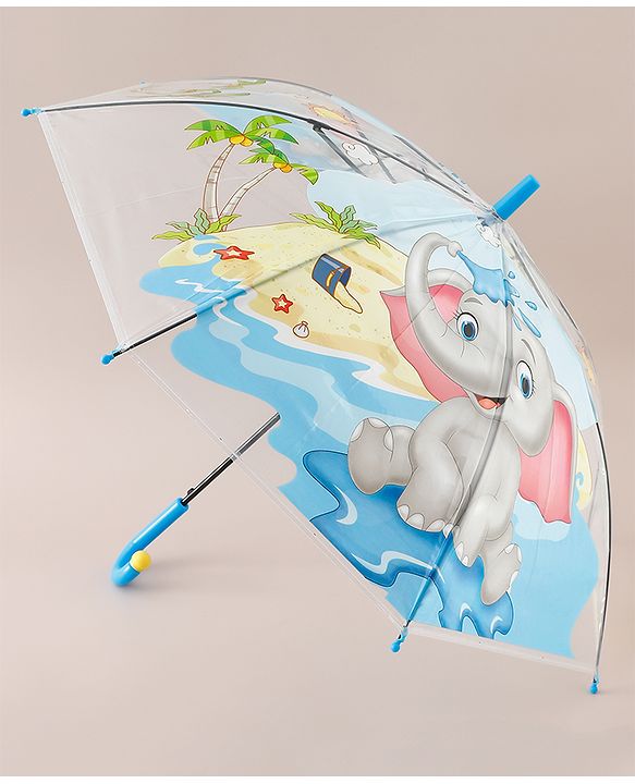 Babyhug Free Size Umbrella with Animal Print - Blue