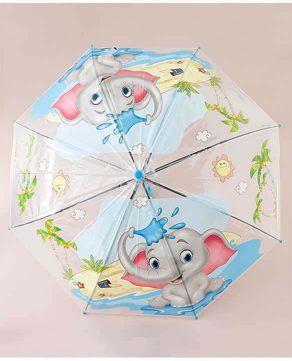 Babyhug Free Size Umbrella with Animal Print - Blue