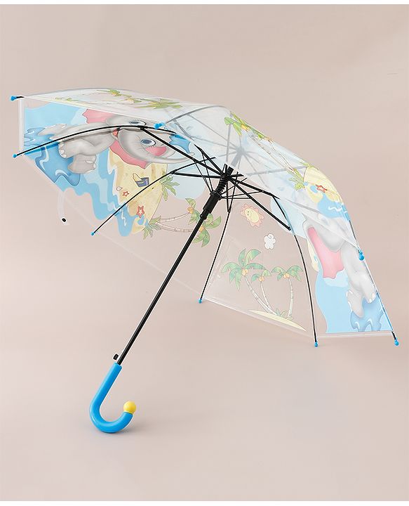 Babyhug Free Size Umbrella with Animal Print - Blue
