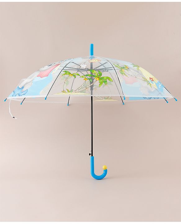 Babyhug Free Size Umbrella with Animal Print - Blue