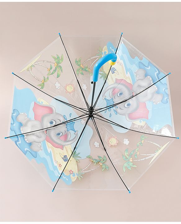 Babyhug Free Size Umbrella with Animal Print - Blue