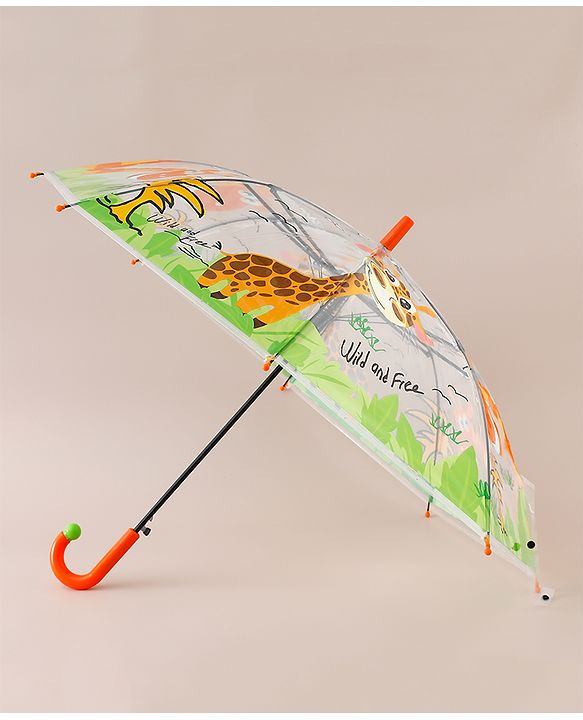 Babyhug Free Size Umbrella with Animal Print - Orange
