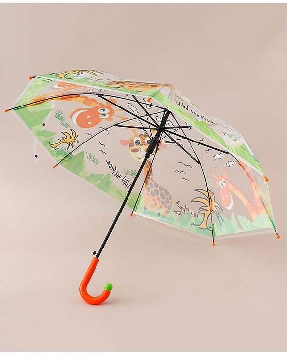 Babyhug Free Size Umbrella with Animal Print - Orange