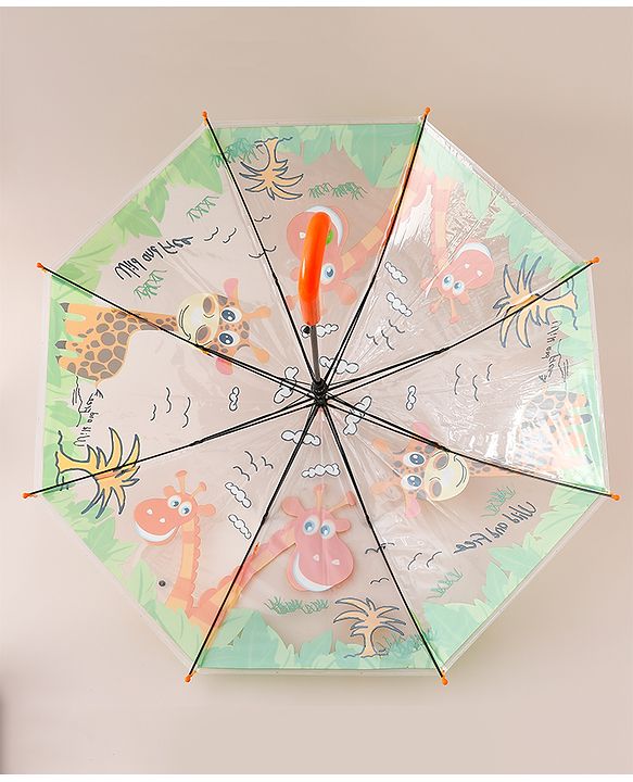 Babyhug Free Size Umbrella with Animal Print - Orange