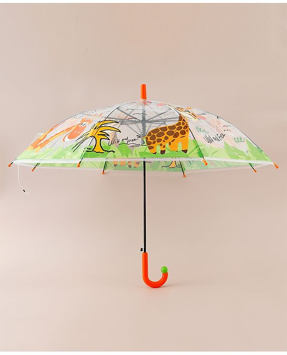 Babyhug Free Size Umbrella with Animal Print - Orange