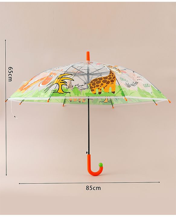Babyhug Free Size Umbrella with Animal Print - Orange