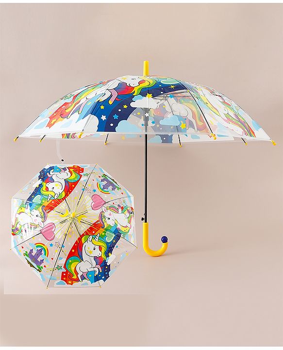 Babyhug  Free Size Umbrella with Unicorn Print- Yellow