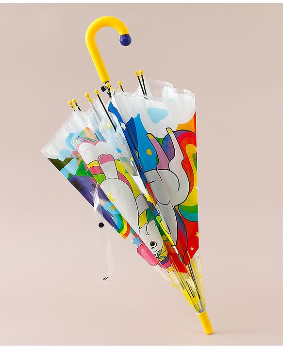 Babyhug  Free Size Umbrella with Unicorn Print- Yellow