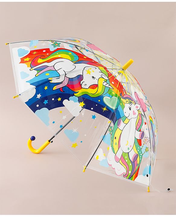 Babyhug  Free Size Umbrella with Unicorn Print- Yellow