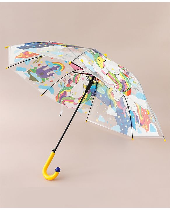Babyhug  Free Size Umbrella with Unicorn Print- Yellow