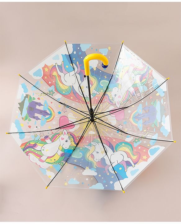 Babyhug  Free Size Umbrella with Unicorn Print- Yellow
