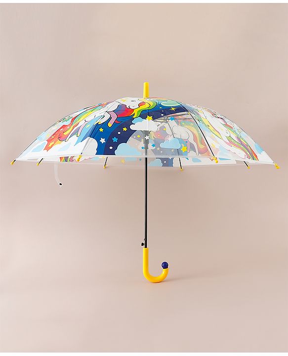 Babyhug  Free Size Umbrella with Unicorn Print- Yellow