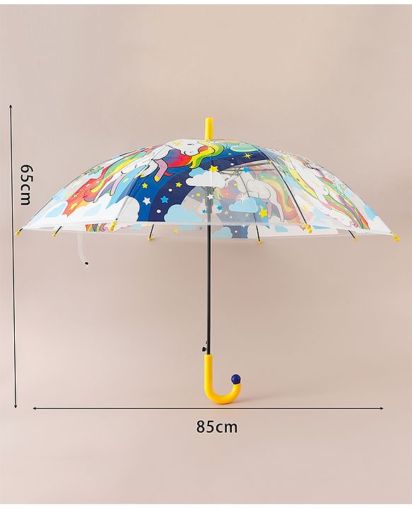 Babyhug  Free Size Umbrella with Unicorn Print- Yellow