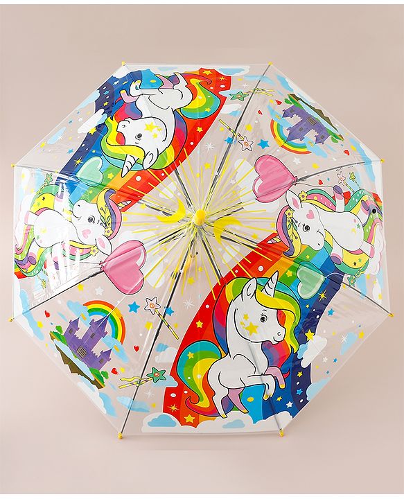Babyhug  Free Size Umbrella with Unicorn Print- Yellow