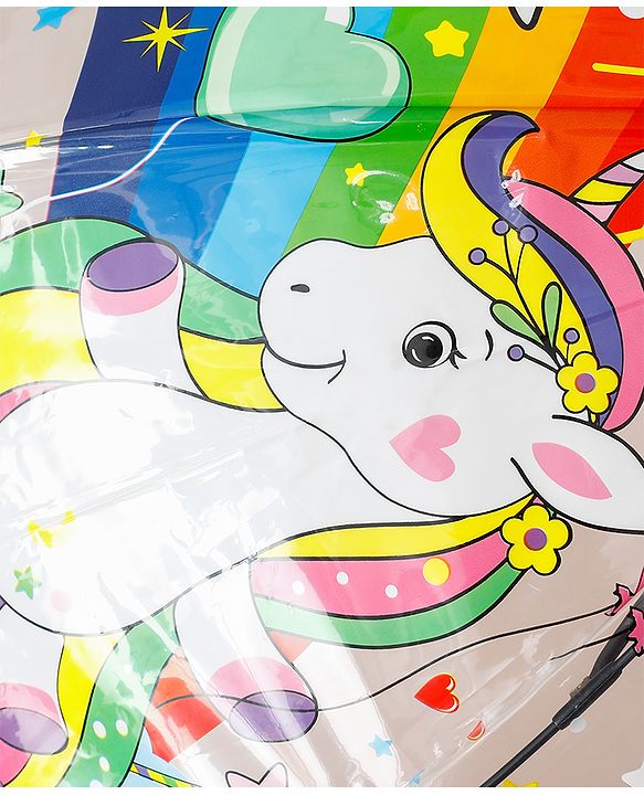 Babyhug  Free Size Umbrella with Unicorn Print- Yellow
