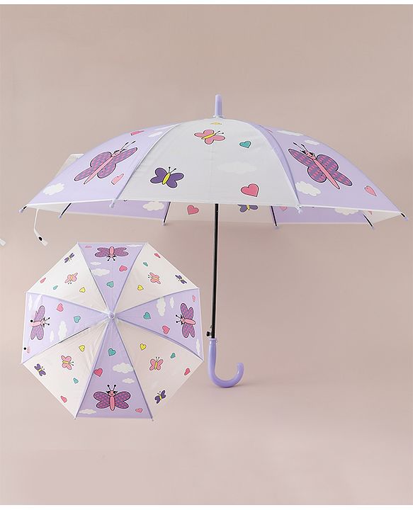 Babyhug Free Size Umbrella with Butterfly Print - Purple