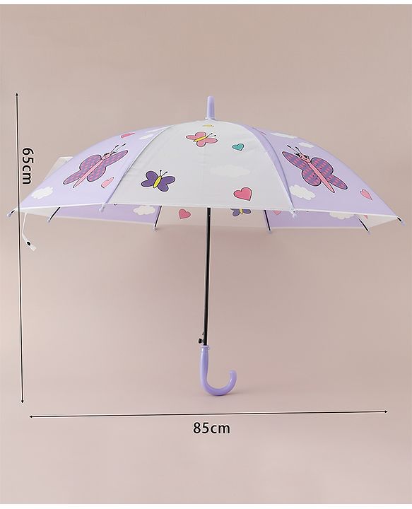 Babyhug Free Size Umbrella with Butterfly Print - Purple