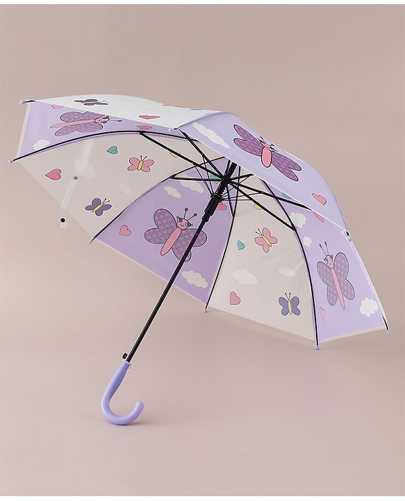 Babyhug Free Size Umbrella with Butterfly Print - Purple