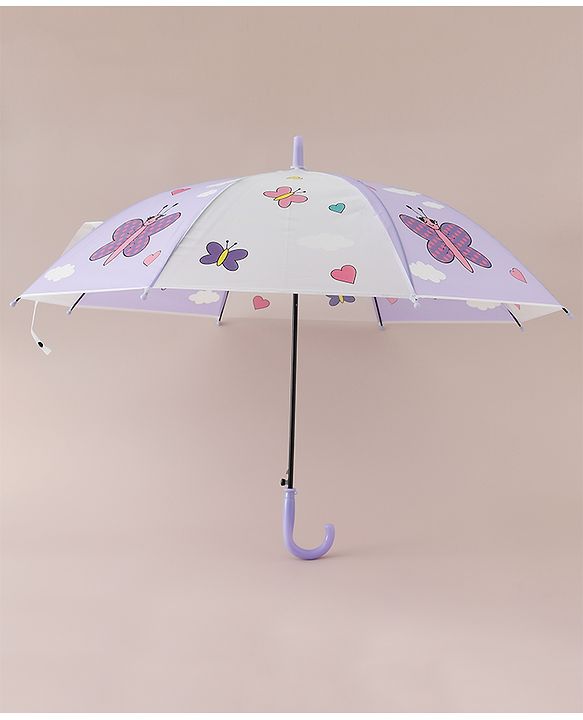 Babyhug Free Size Umbrella with Butterfly Print - Purple