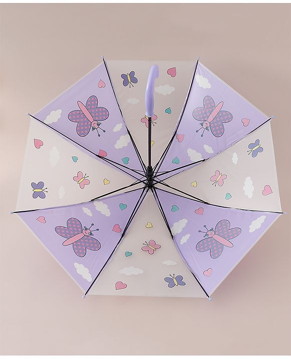 Babyhug Free Size Umbrella with Butterfly Print - Purple