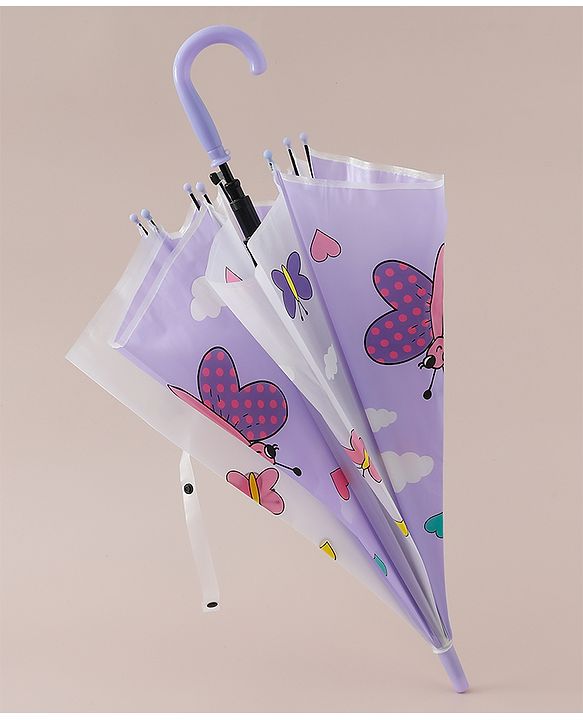 Babyhug Free Size Umbrella with Butterfly Print - Purple