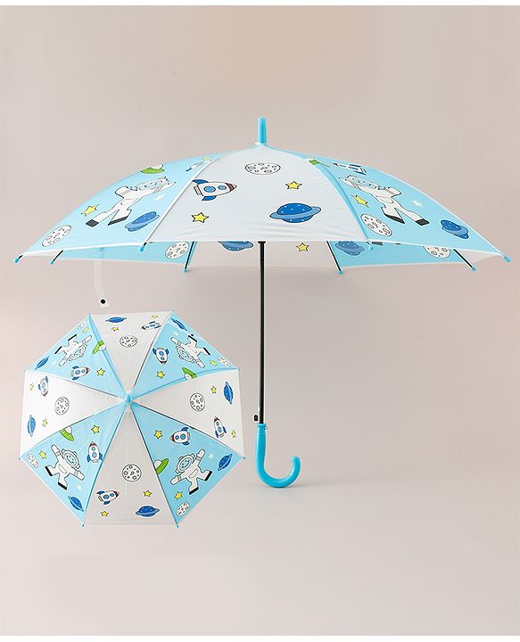 Babyhug Free Size Umbrella with Space Theme Print - Blue