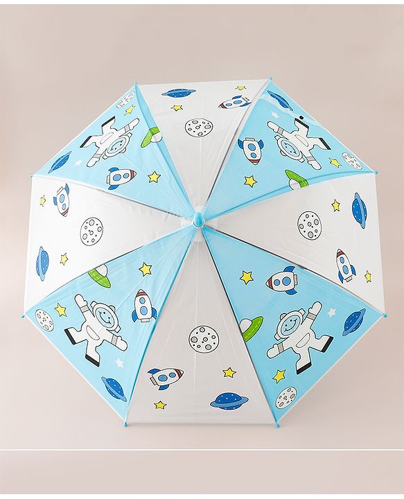 Babyhug Free Size Umbrella with Space Theme Print - Blue