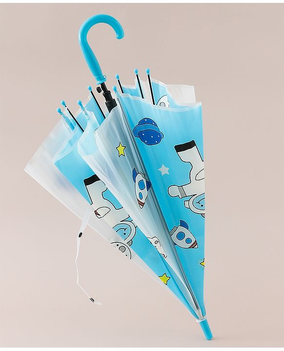 Babyhug Free Size Umbrella with Space Theme Print - Blue