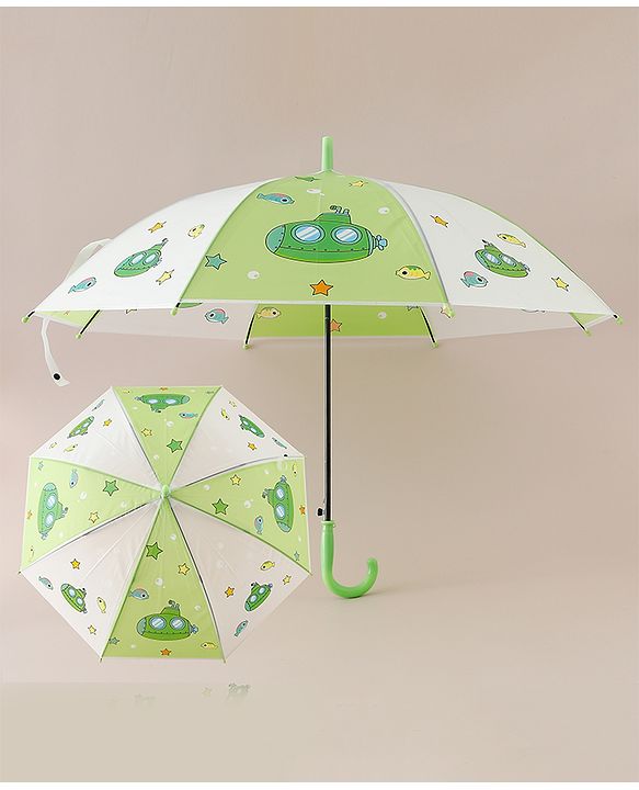 Babyhug Free Size Umbrella with Sea Life Theme Print - Green