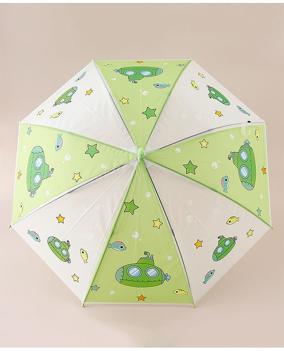 Babyhug Free Size Umbrella with Sea Life Theme Print - Green