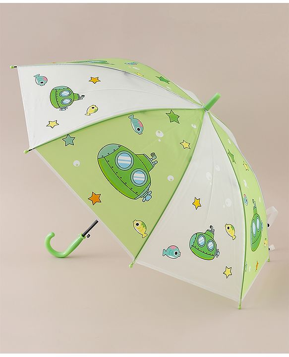 Babyhug Free Size Umbrella with Sea Life Theme Print - Green