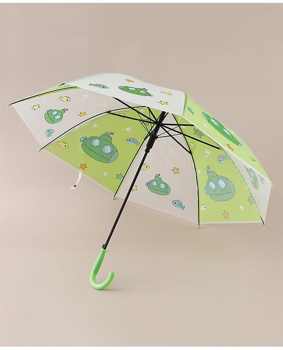 Babyhug Free Size Umbrella with Sea Life Theme Print - Green