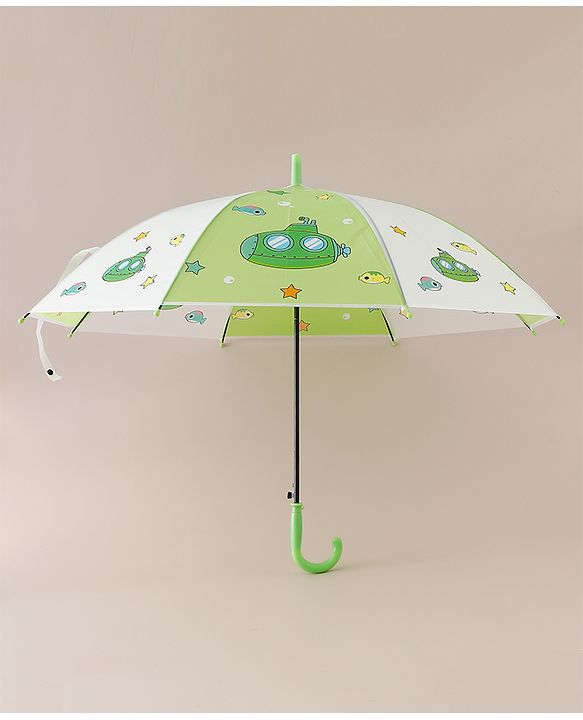 Babyhug Free Size Umbrella with Sea Life Theme Print - Green