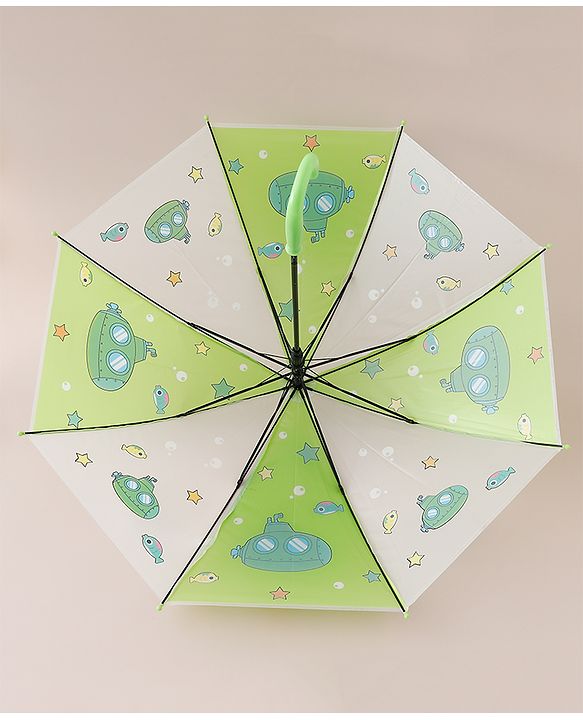 Babyhug Free Size Umbrella with Sea Life Theme Print - Green