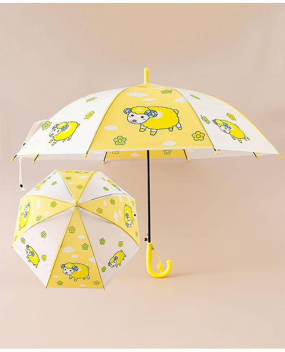Babyhug Free Size Umbrella with Sheep Print - Yellow