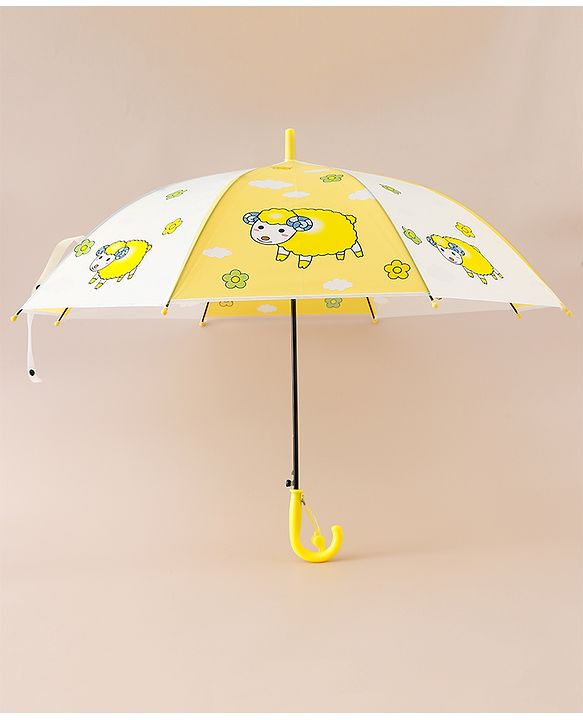 Babyhug Free Size Umbrella with Sheep Print - Yellow
