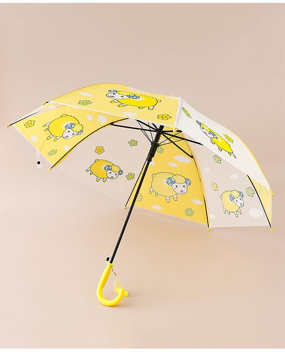 Babyhug Free Size Umbrella with Sheep Print - Yellow