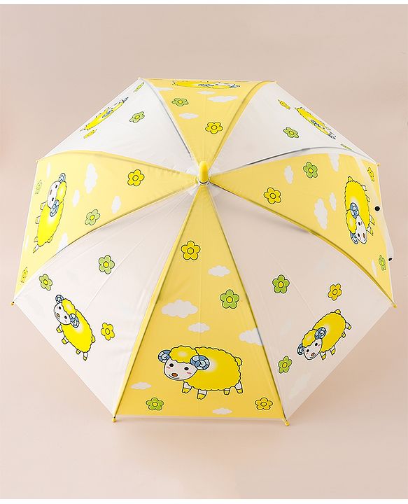 Babyhug Free Size Umbrella with Sheep Print - Yellow