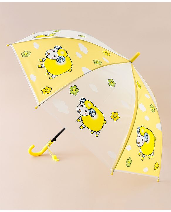 Babyhug Free Size Umbrella with Sheep Print - Yellow