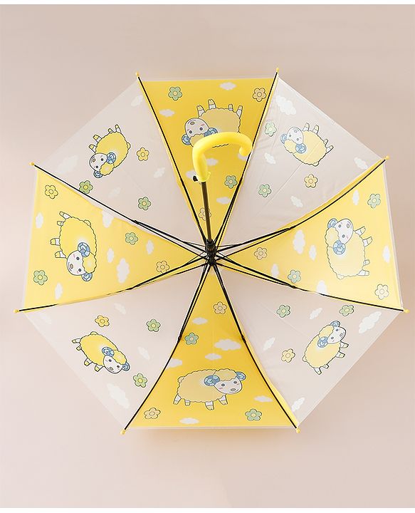 Babyhug Free Size Umbrella with Sheep Print - Yellow