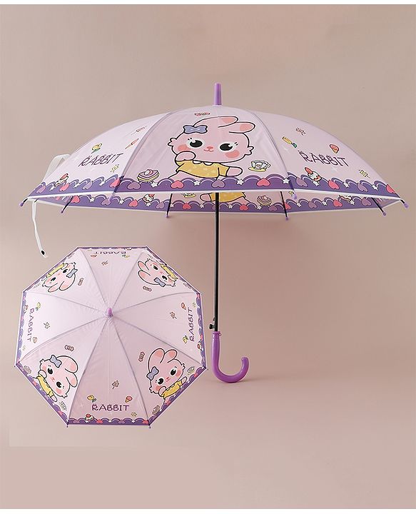 Babyhug Free Size Umbrella with Bunny Print - Purple