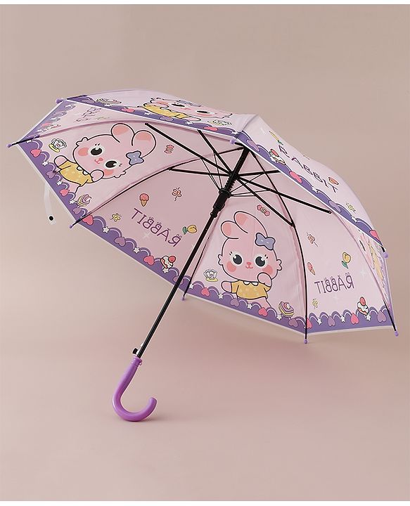 Babyhug Free Size Umbrella with Bunny Print - Purple