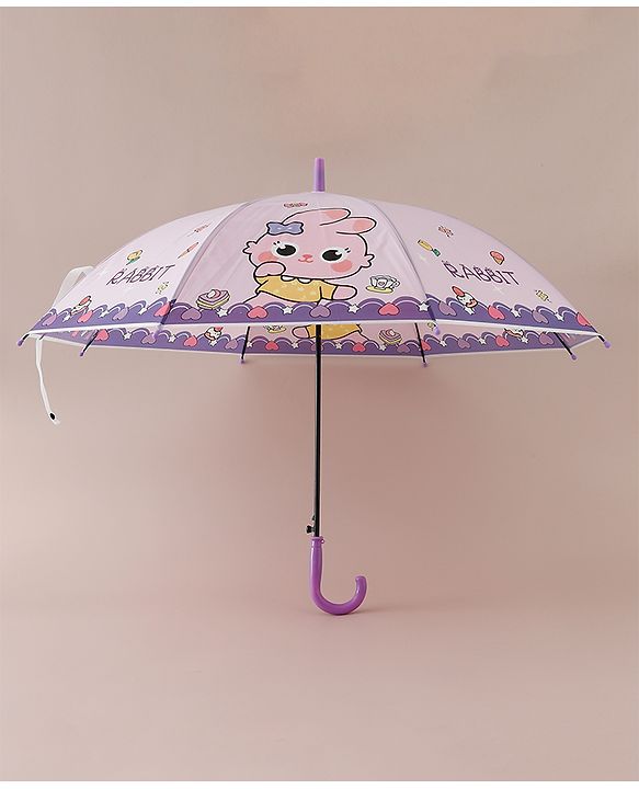 Babyhug Free Size Umbrella with Bunny Print - Purple