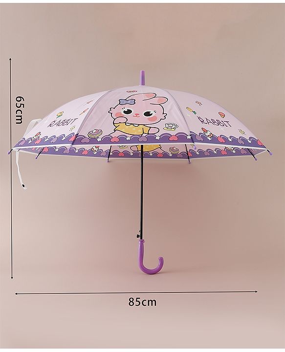 Babyhug Free Size Umbrella with Bunny Print - Purple