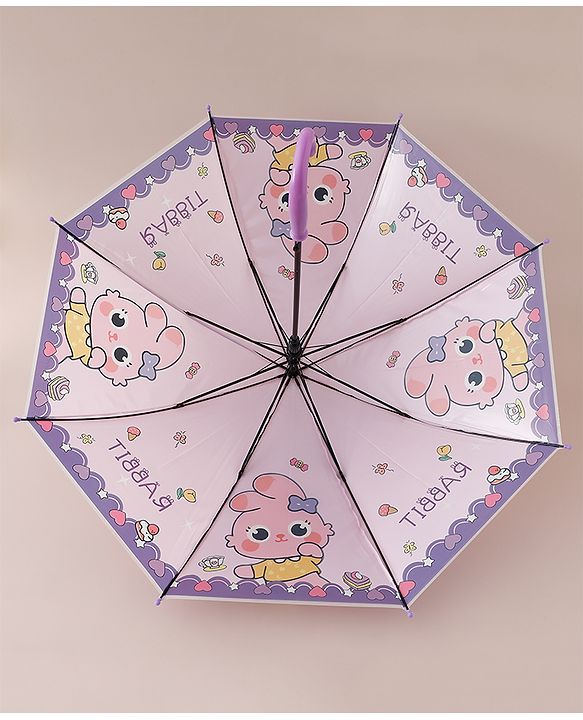 Babyhug Free Size Umbrella with Bunny Print - Purple