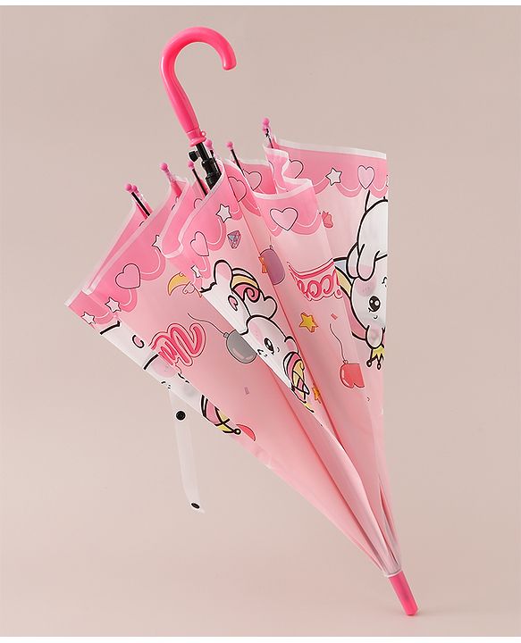 Babyhug Free Size Umbrella with Unicorn Print - Dark Pink