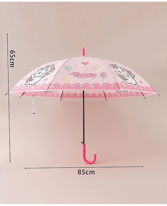 Babyhug Free Size Umbrella with Unicorn Print - Dark Pink