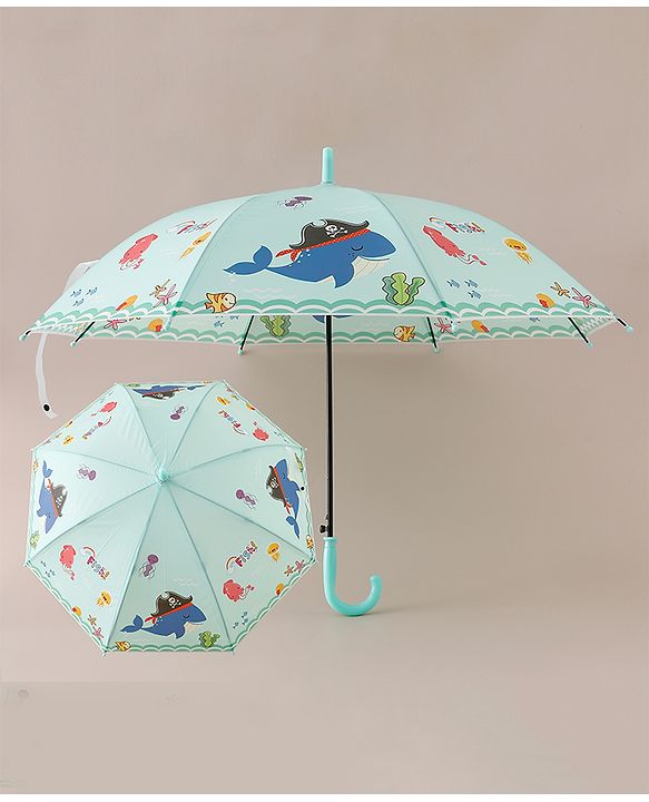 Babyhug  Free Size Umbrellawith Sea Life Theme Print - Light Green