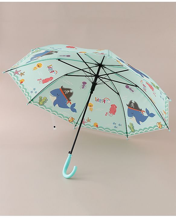 Babyhug  Free Size Umbrellawith Sea Life Theme Print - Light Green